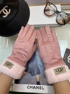 UGG Pink Faux Shearling Fur Gloves
