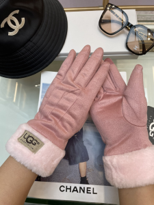 UGG Pink Faux Shearling Fur Gloves