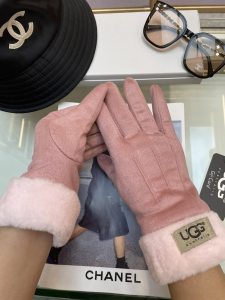 UGG Pink Faux Shearling Fur Gloves