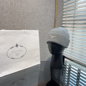 Prada Grey Wool and Cashmere Knit Beanie