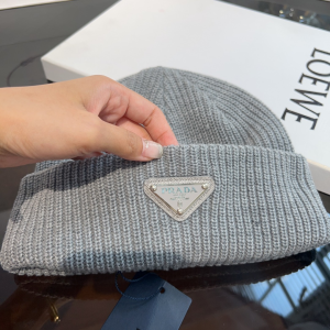 Prada Grey Wool and Cashmere Knit Beanie