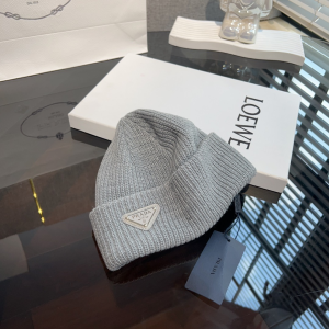 Prada Grey Wool and Cashmere Knit Beanie