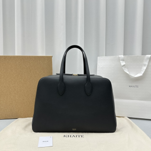 Khaite Maeve Large Zip Black Leather Weekender Crossbody Bag A4733 Khaite Maeve Large Zip Black Leather Weekender Crossbody Bag A4733