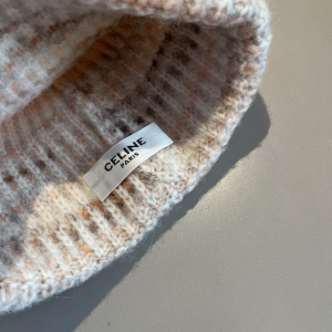 Celine Beige Knit Wool Beanie Cap Hat