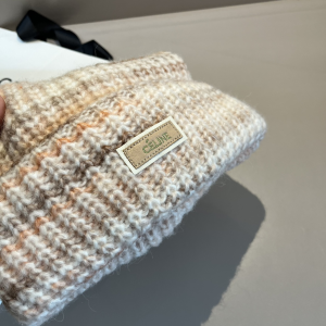 Celine Beige Knit Wool Beanie Cap Hat