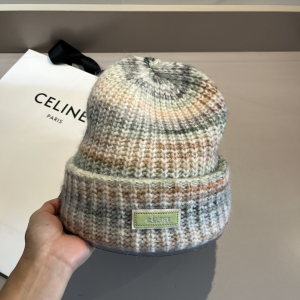 Celine Green Knit Wool Beanie Cap Hat