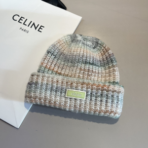 Celine Green Knit Wool Beanie Cap Hat