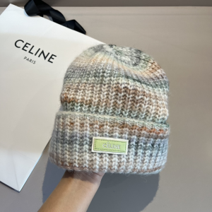 Celine Green Knit Wool Beanie Cap Hat