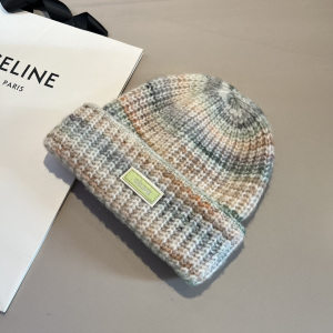Celine Green Knit Wool Beanie Cap Hat
