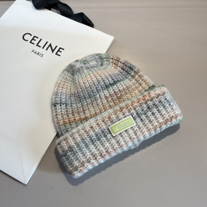 Celine Green Knit Wool Beanie Cap Hat