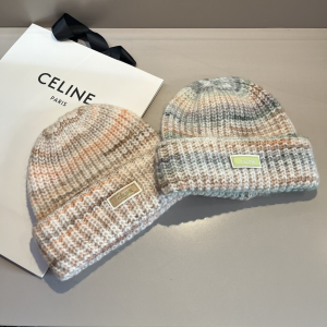 Celine Green Knit Wool Beanie Cap Hat