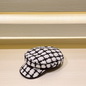 Miu Miu White Baker Boy Beret Cap Hat
