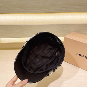 Miu Miu White Baker Boy Beret Cap Hat
