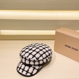 Miu Miu White Baker Boy Beret Cap Hat