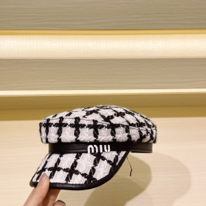 Miu Miu White Baker Boy Beret Cap Hat