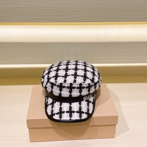 Miu Miu White Baker Boy Beret Cap Hat