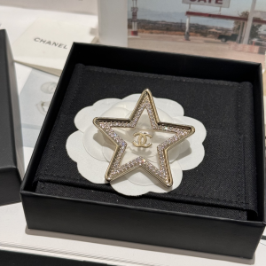 Chanel Crystals Star Gold CC Brooch