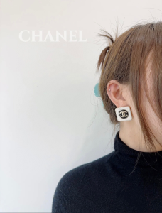 Chanel CC Logo Square Earrings