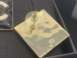 Chanel CC Logo Square Earrings Black