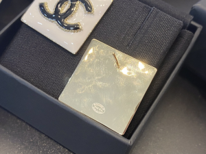 Chanel CC Logo Square Earrings White