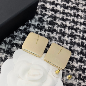 Chanel CC Logo Square Pink Earrings