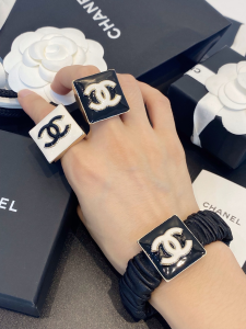 Chanel CC Logo Square Rings Beige