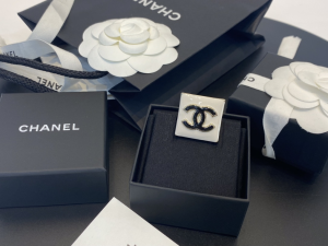 Chanel CC Logo Square Rings Beige