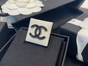 Chanel CC Logo Square Rings Beige