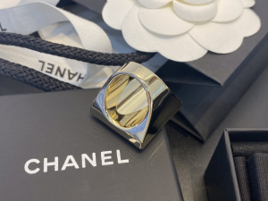 Chanel CC Logo Square Rings Beige