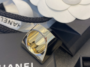 Chanel CC Logo Square Rings Beige