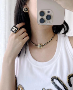 Chanel CC Logo Square Rings Black