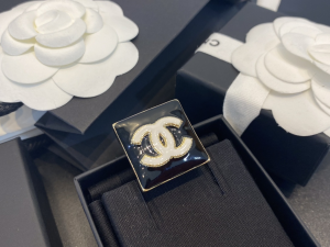 Chanel CC Logo Square Rings Black