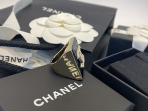 Chanel CC Logo Square Rings Black