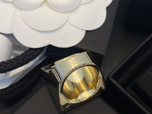 Chanel CC Logo Square Rings Black