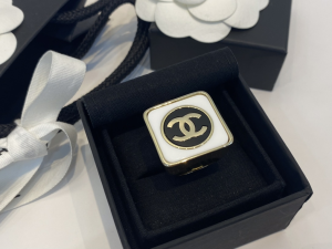 Chanel CC Logo Square White Rings