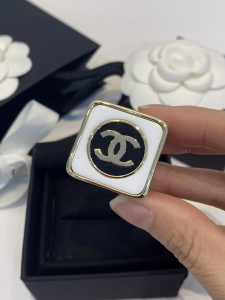 Chanel CC Logo Square White Rings