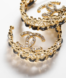 Chanel Crystal CC Round Earrings