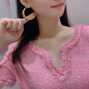 Chanel Crystal CC Round Earrings