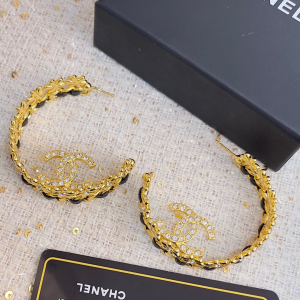 Chanel Crystal CC Round Earrings