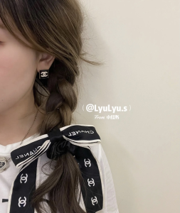 Chanel White CC Logo Square Earrings