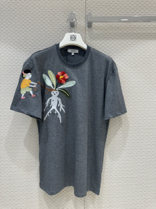 Loewe x Suna Fujita Relaxed Fit Lightweight Cotton Jersey T Shirt Anthracite Melange Loewe x Suna Fujita Relaxed Fit Lightweight Cotton Jersey T Shirt Anthracite Melange