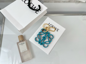Loewe Leather Anagram Charm Keychain