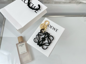 Loewe Leather Anagram Charm Keychain