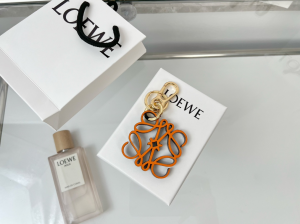 Loewe Leather Anagram Charm Keychain