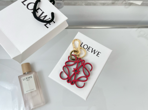Loewe Leather Anagram Charm Keychain