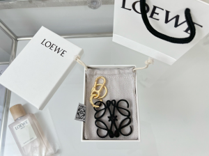 Loewe Leather Anagram Charm Keychain