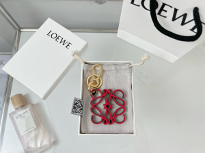 Loewe Leather Anagram Charm Keychain