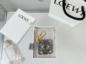 Loewe Leather Anagram Charm Keychain