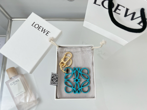 Loewe Leather Anagram Charm Keychain