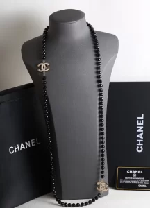 Chanel Vintage CC Black Pearls Necklaces